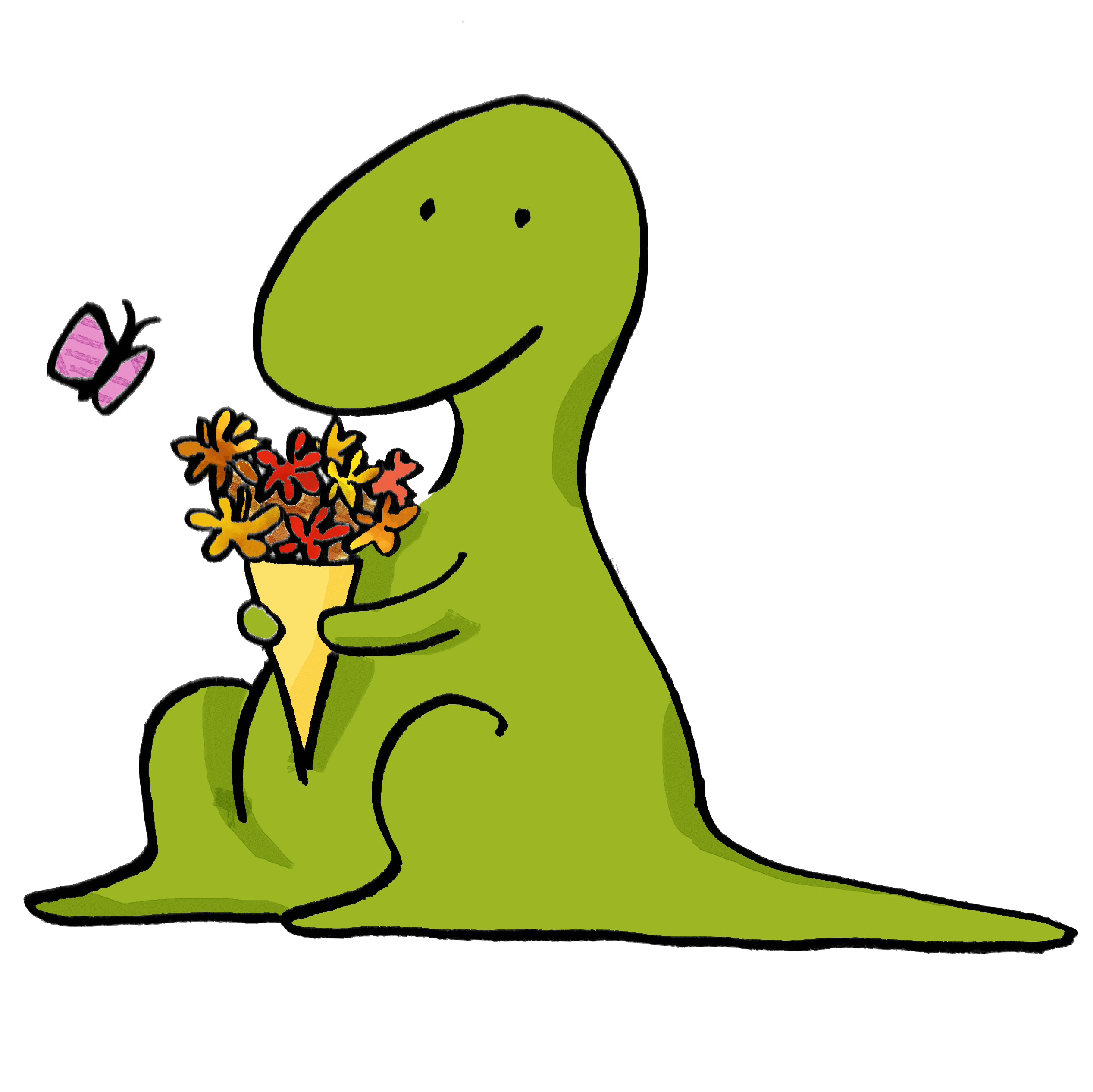 dinasour with flowers